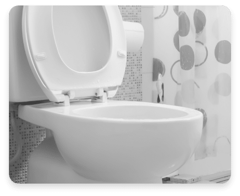 White toilet bowl in a bathroom setting, showcasing plumbing features, relevant to home maintenance and plumbing issues.