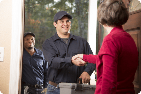 Client greeting service man